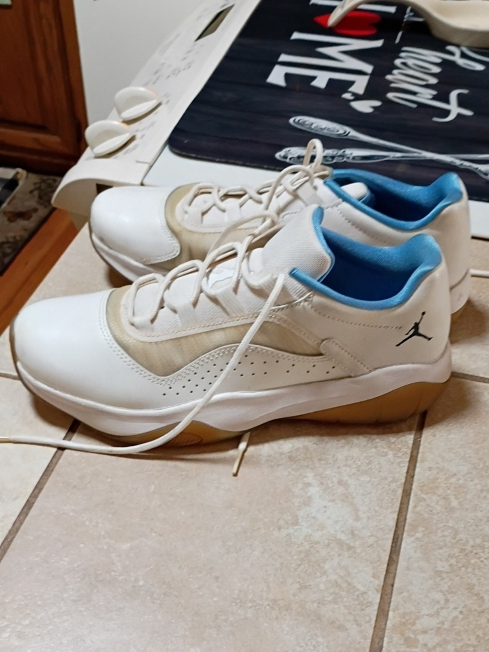 Jordan Kids White and Blue Low-Top Sneakers